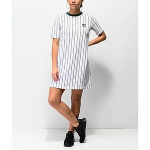 Adidas Women's White Stripe T-Shirt Tee Dress